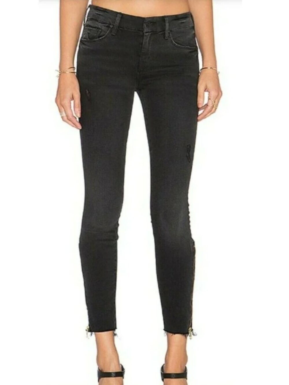Mother The Looker Zip Wait Skinny Jeans Sz 26 Zip Ankle